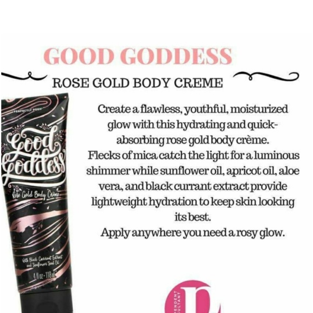 ❣️SALE❣️~~$10~~Perfectly Posh~Good Goddess~Rose Gold Body Crème~New/Sealed - Picture 2 of 8